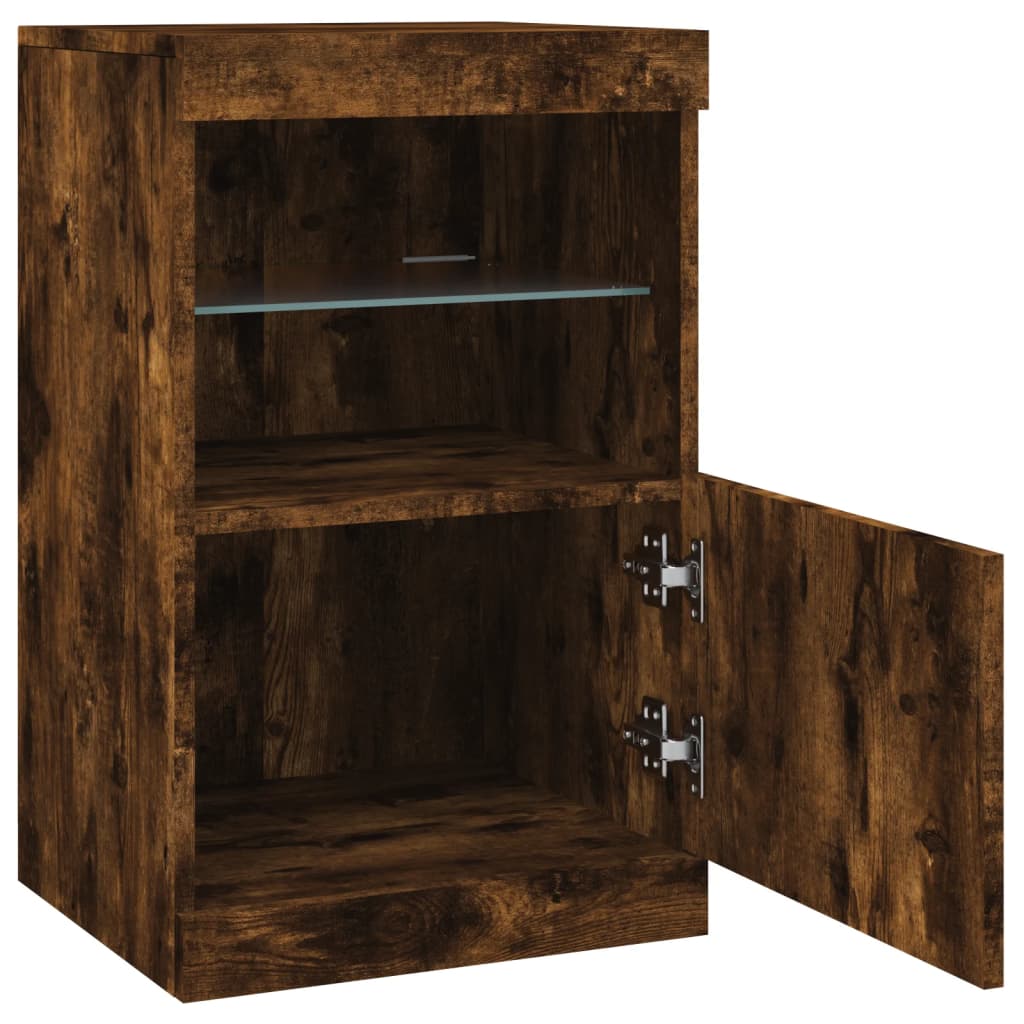 Buffet avec lumières LED chêne fumé 41x37x67 cm - Buffets & bahuts