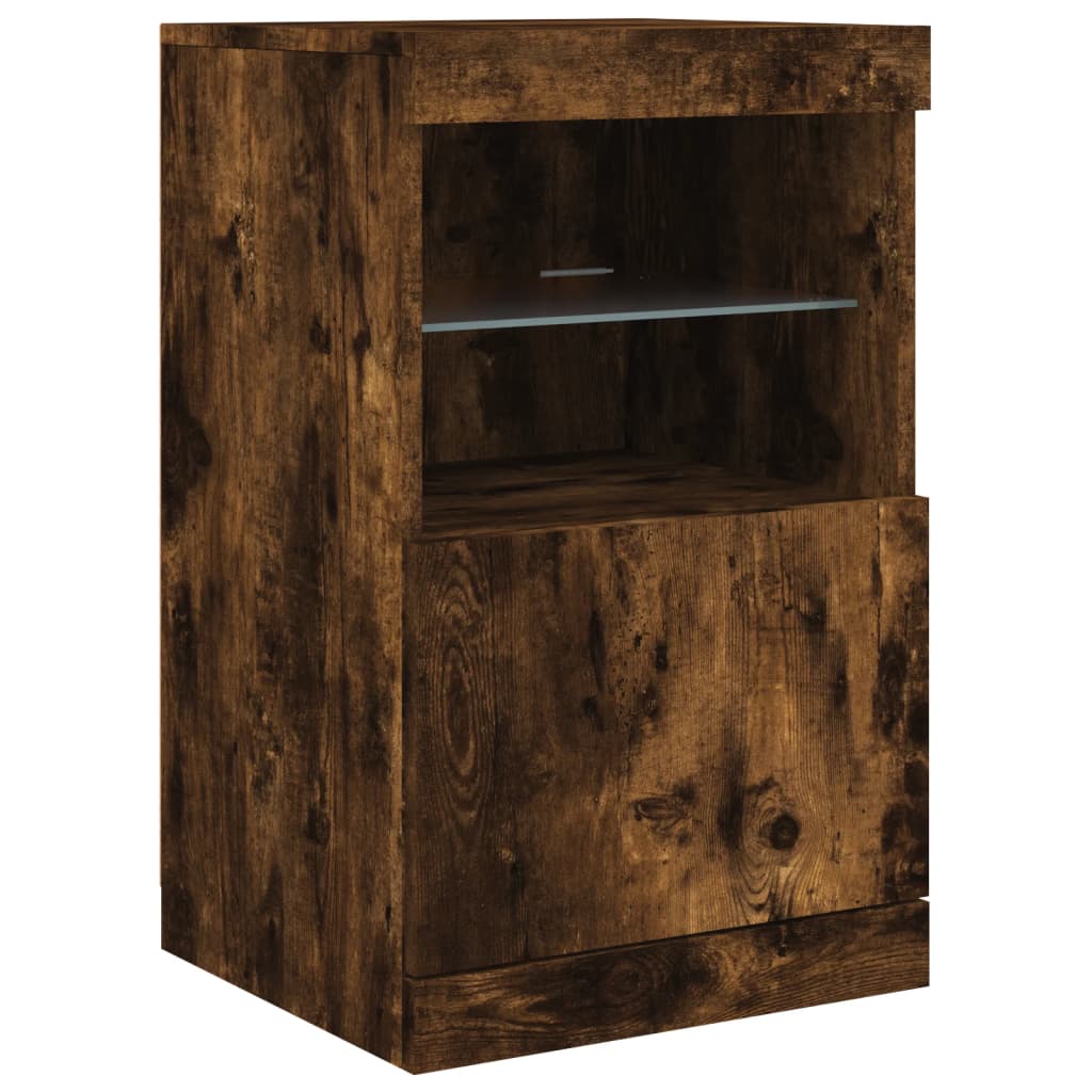 Buffet avec lumières LED chêne fumé 41x37x67 cm - Buffets & bahuts