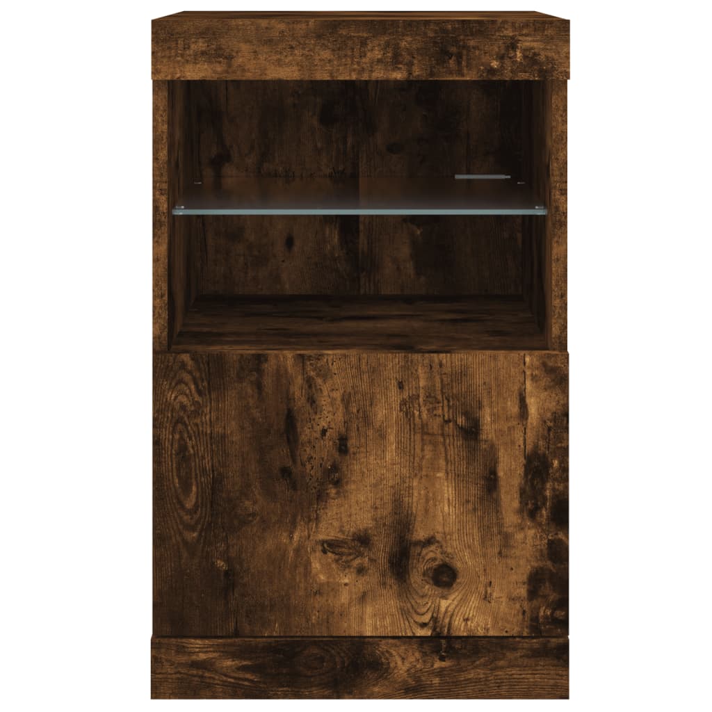 Buffet avec lumières LED chêne fumé 41x37x67 cm - Buffets & bahuts