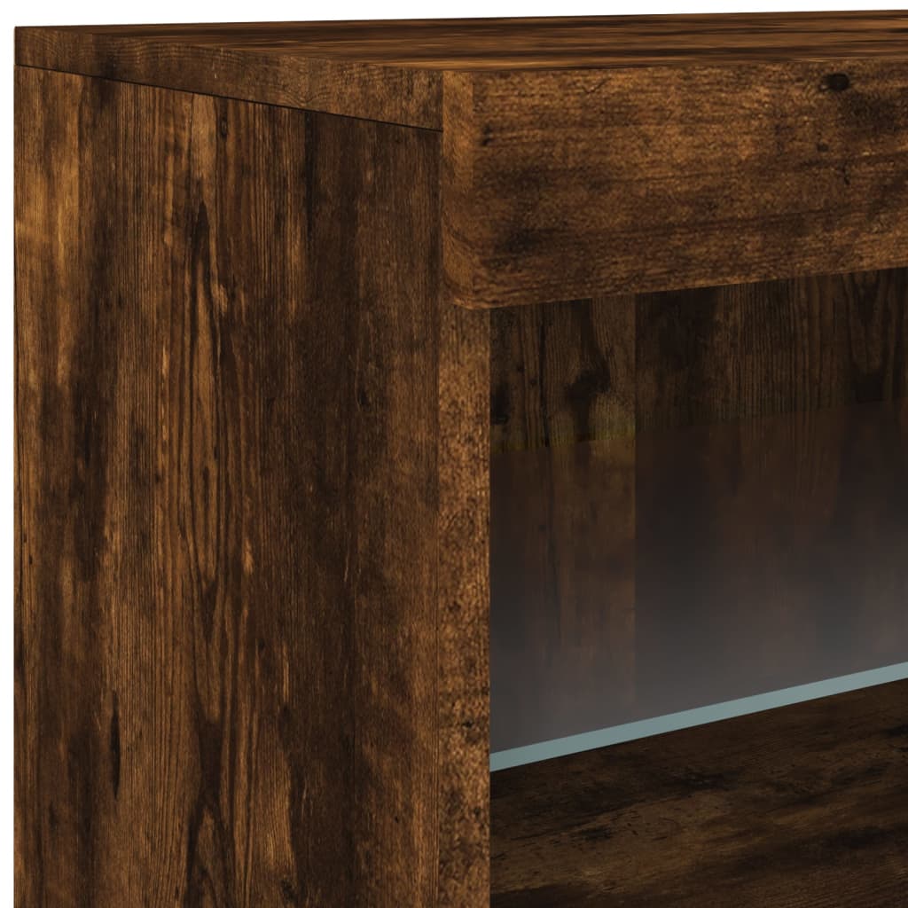 Buffet avec lumières LED chêne fumé 60x37x67 cm - Buffets & bahuts