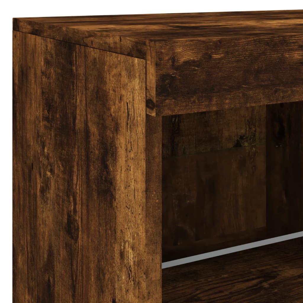 Buffet avec lumières LED chêne fumé 81x37x67 cm - Buffets & bahuts