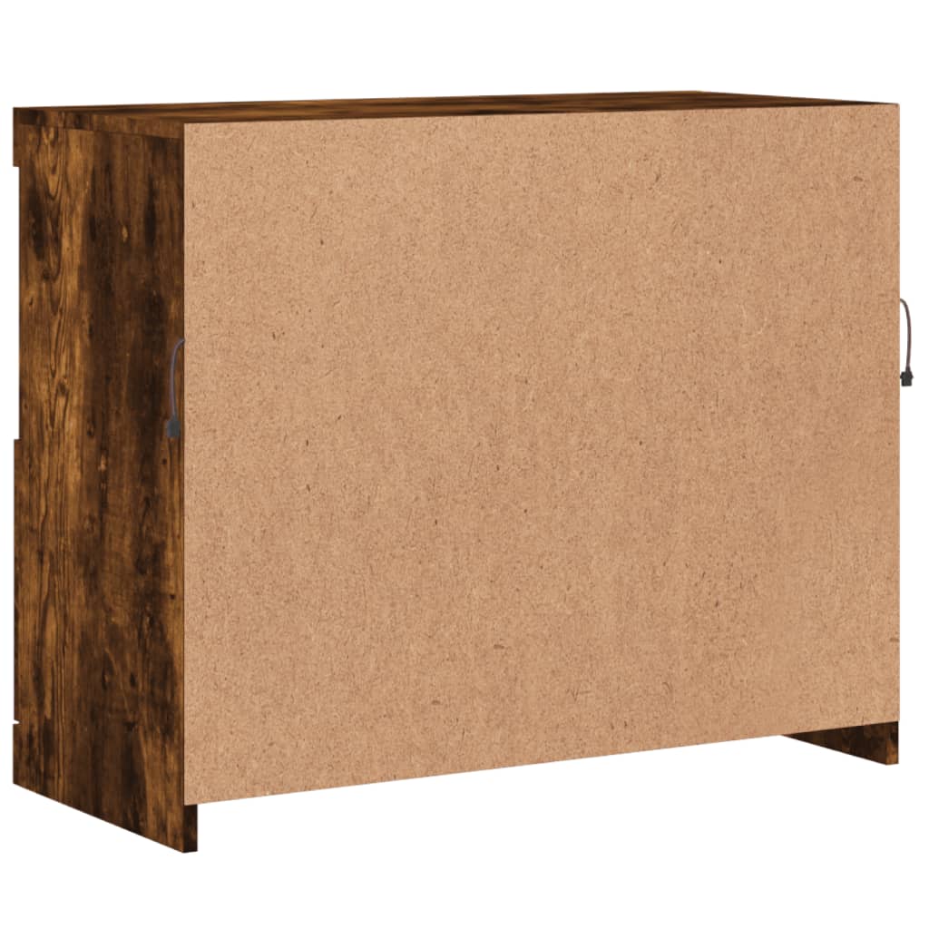 Buffet avec lumières LED chêne fumé 81x37x67 cm - Buffets & bahuts