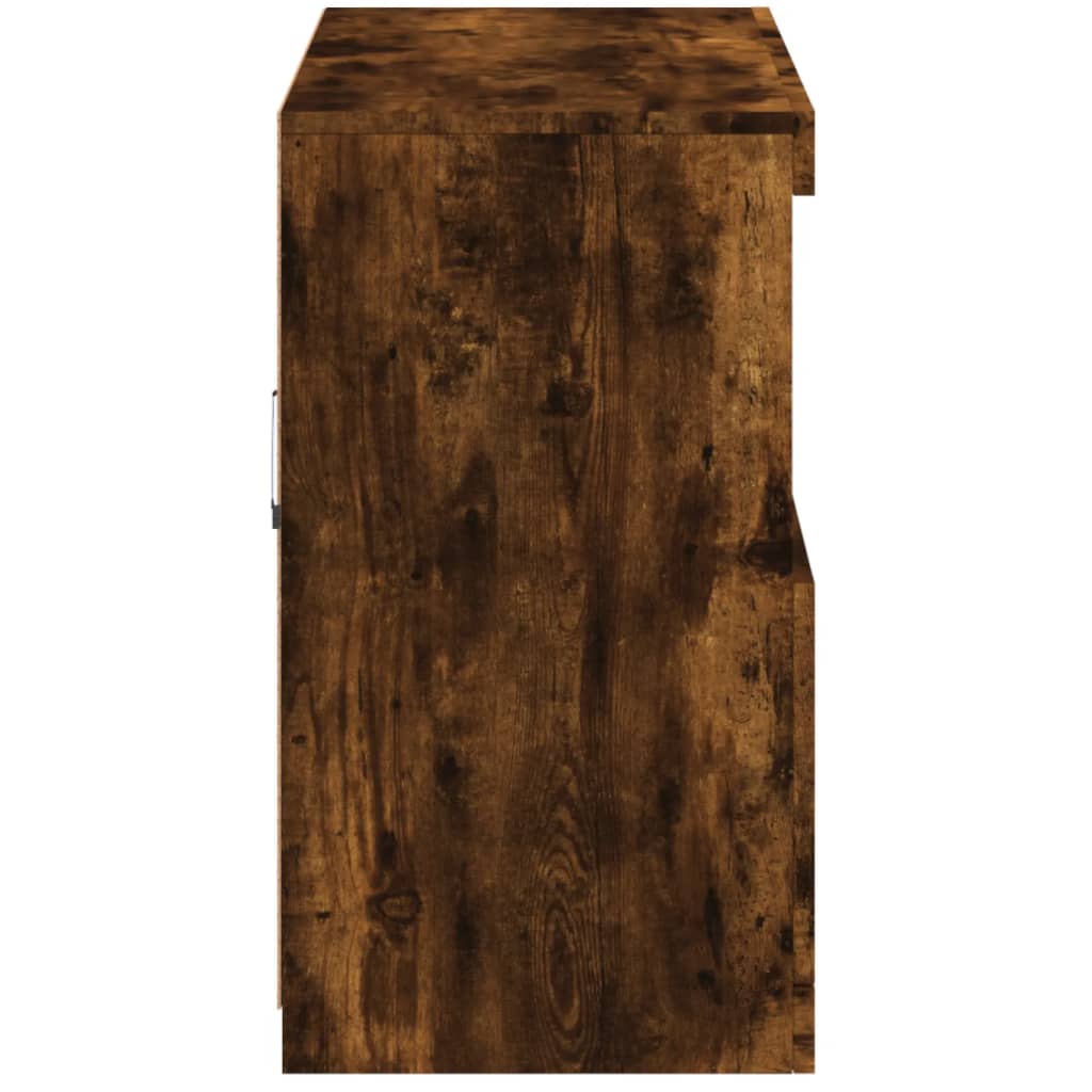 Buffet avec lumières LED chêne fumé 81x37x67 cm - Buffets & bahuts