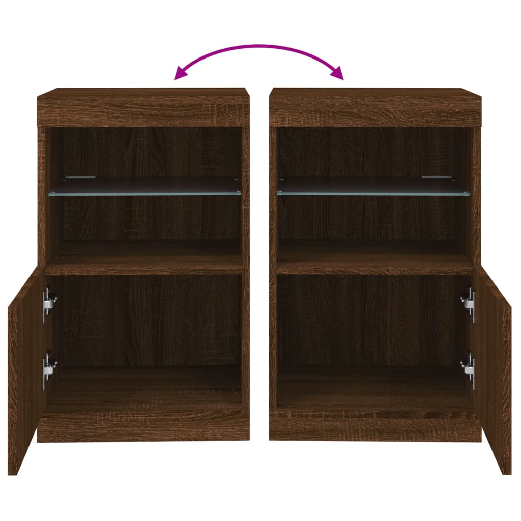 Buffet avec lumières LED chêne marron 41x37x67 cm - Buffets & bahuts