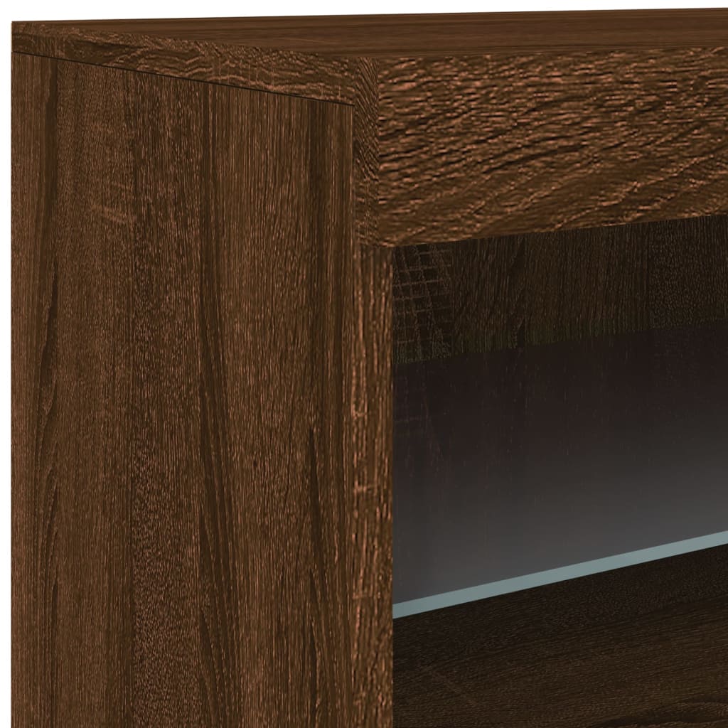 Buffet avec lumières LED chêne marron 41x37x67 cm - Buffets & bahuts
