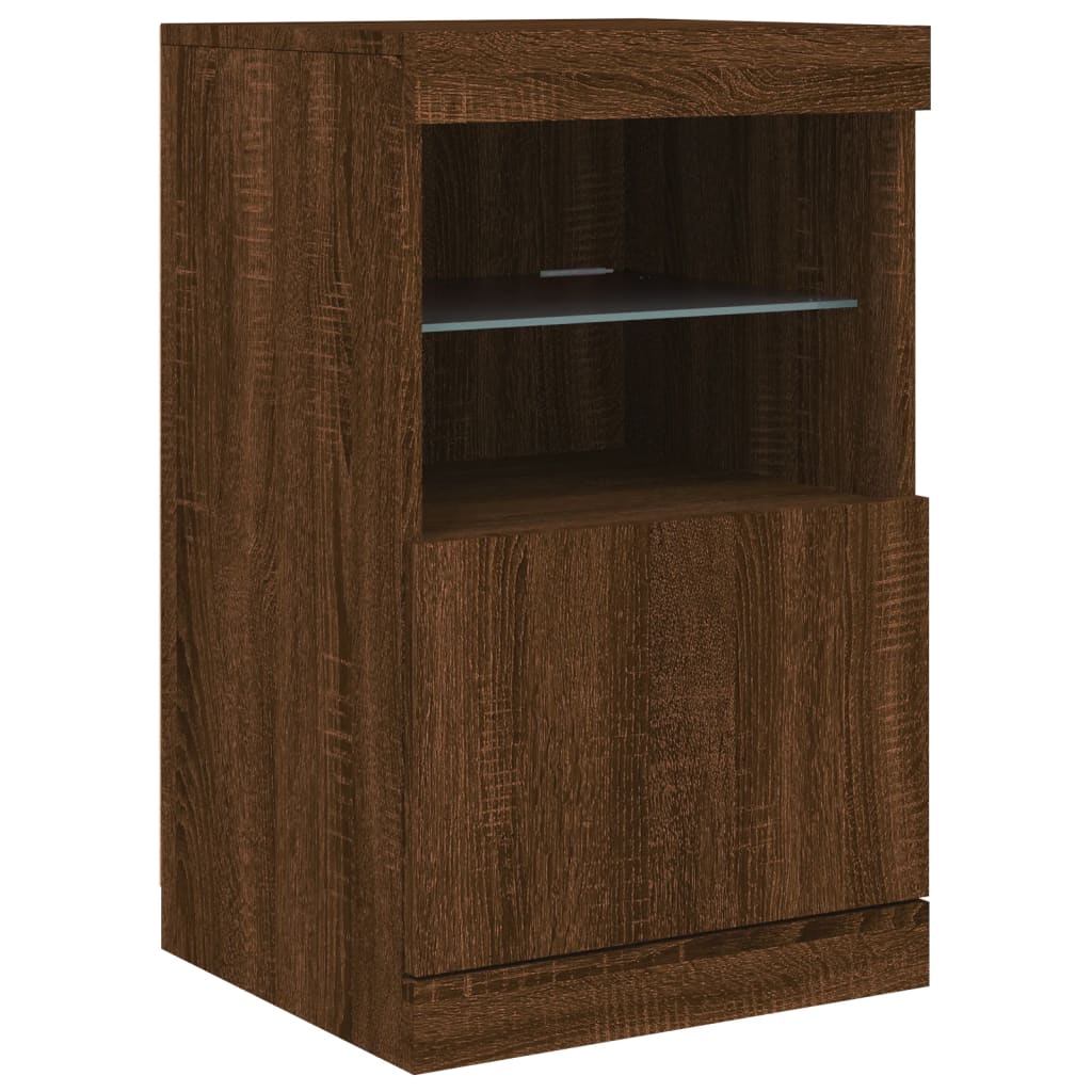 Buffet avec lumières LED chêne marron 41x37x67 cm - Buffets & bahuts