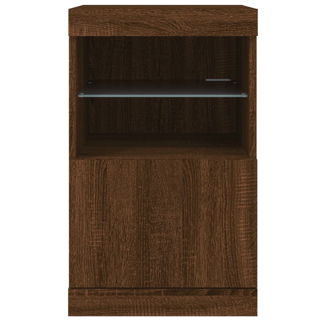 Buffet avec lumières LED chêne marron 41x37x67 cm - Buffets & bahuts