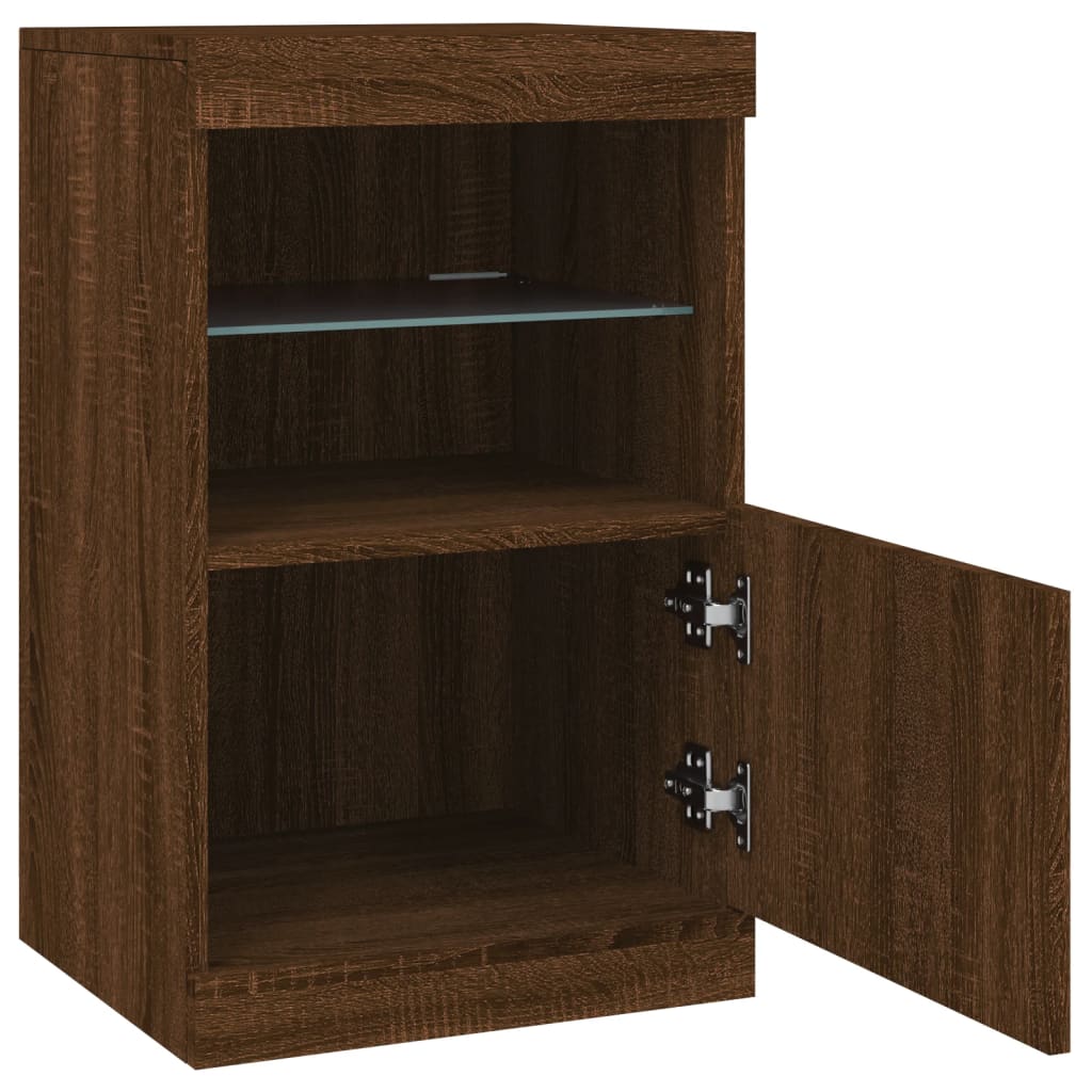 Buffet avec lumières LED chêne marron 41x37x67 cm - Buffets & bahuts
