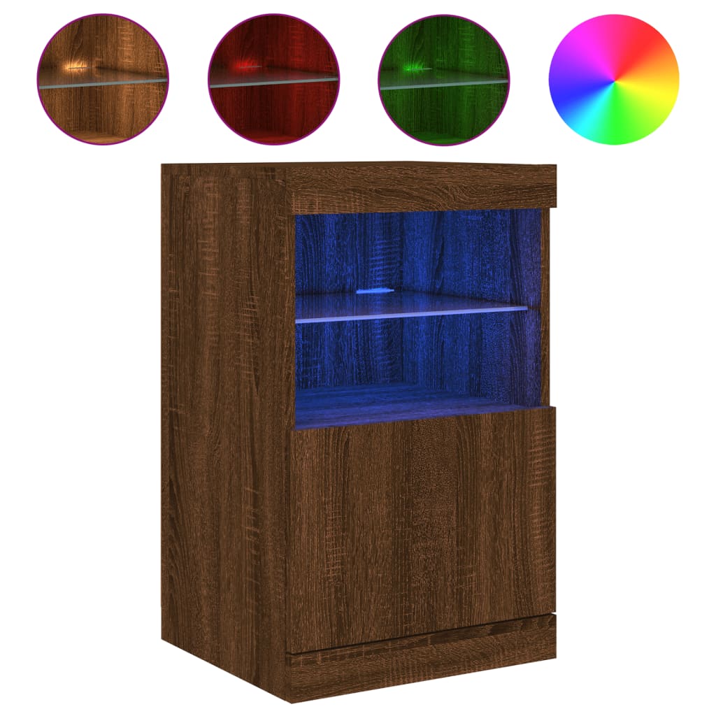 Buffet avec lumières LED chêne marron 41x37x67 cm - Buffets & bahuts
