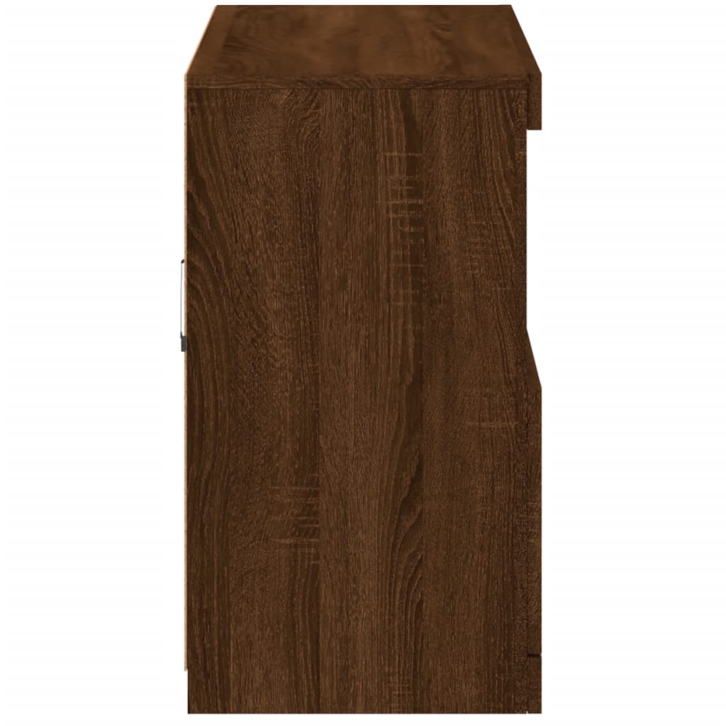 Buffet avec lumières LED chêne marron 81x37x67 cm - Buffets & bahuts