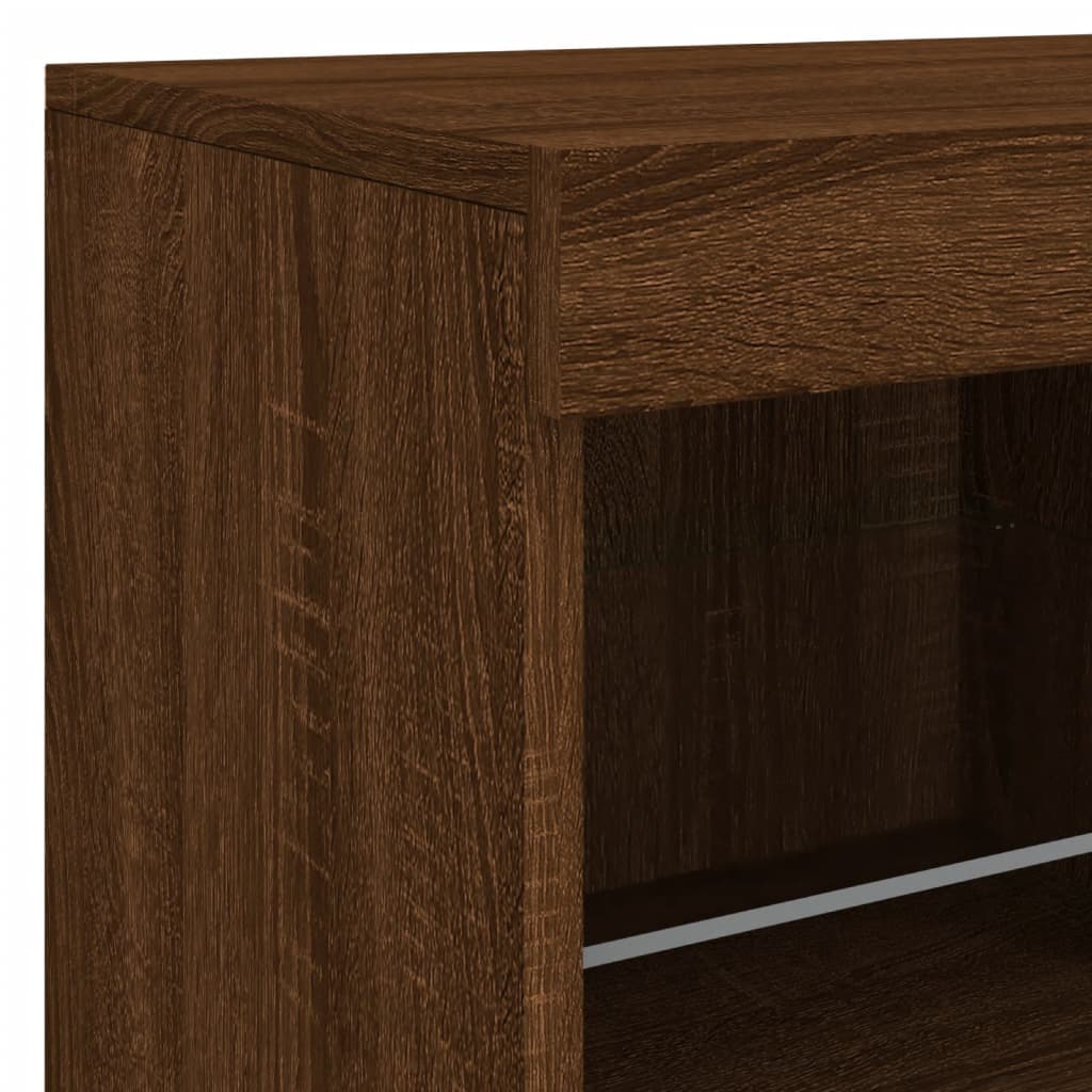 Buffet avec lumières LED chêne marron 81x37x67 cm - Buffets & bahuts