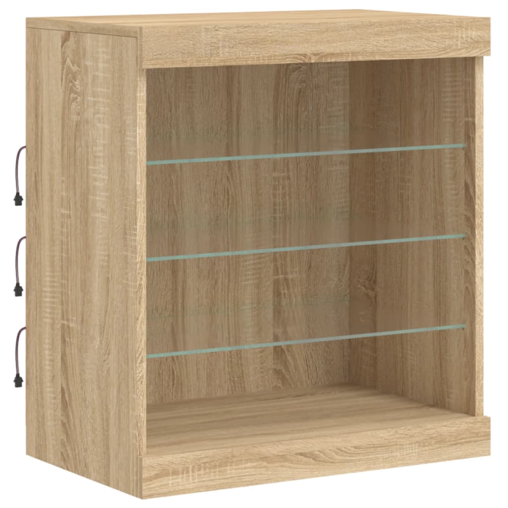 Buffet avec lumières LED chêne sonoma 60,5x37x67 cm - Buffets & bahuts