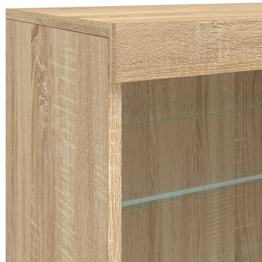 Buffet avec lumières LED chêne sonoma 60,5x37x67 cm - Buffets & bahuts