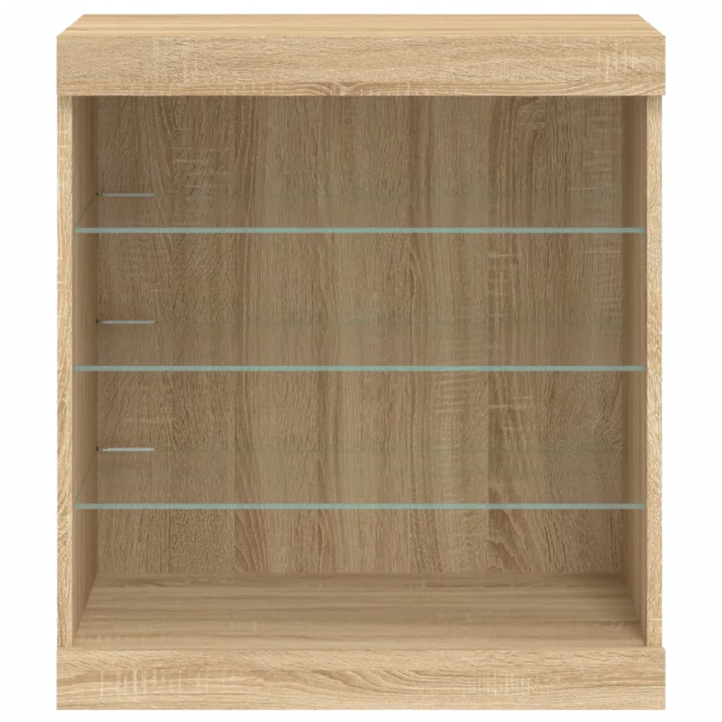 Buffet avec lumières LED chêne sonoma 60,5x37x67 cm - Buffets & bahuts