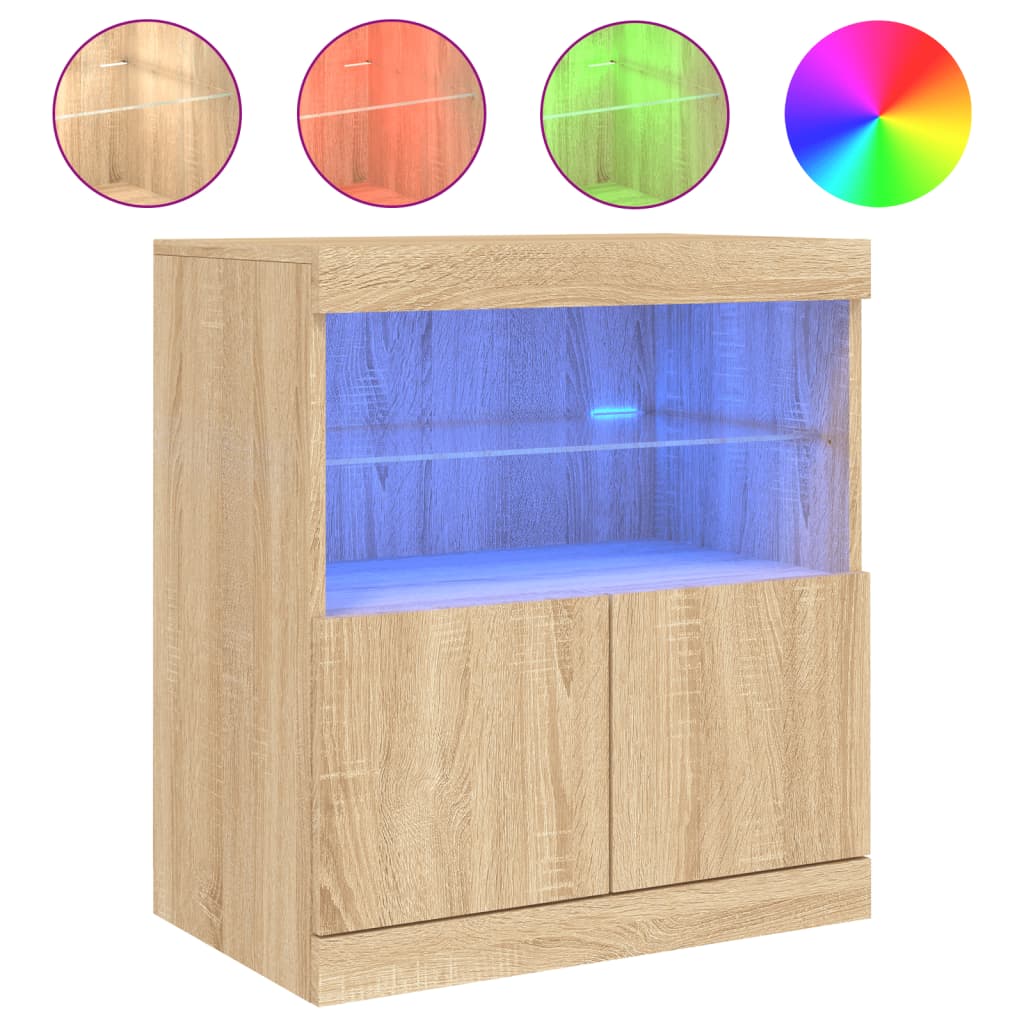 Buffet avec lumières LED chêne sonoma 60x37x67 cm - Buffets & bahuts