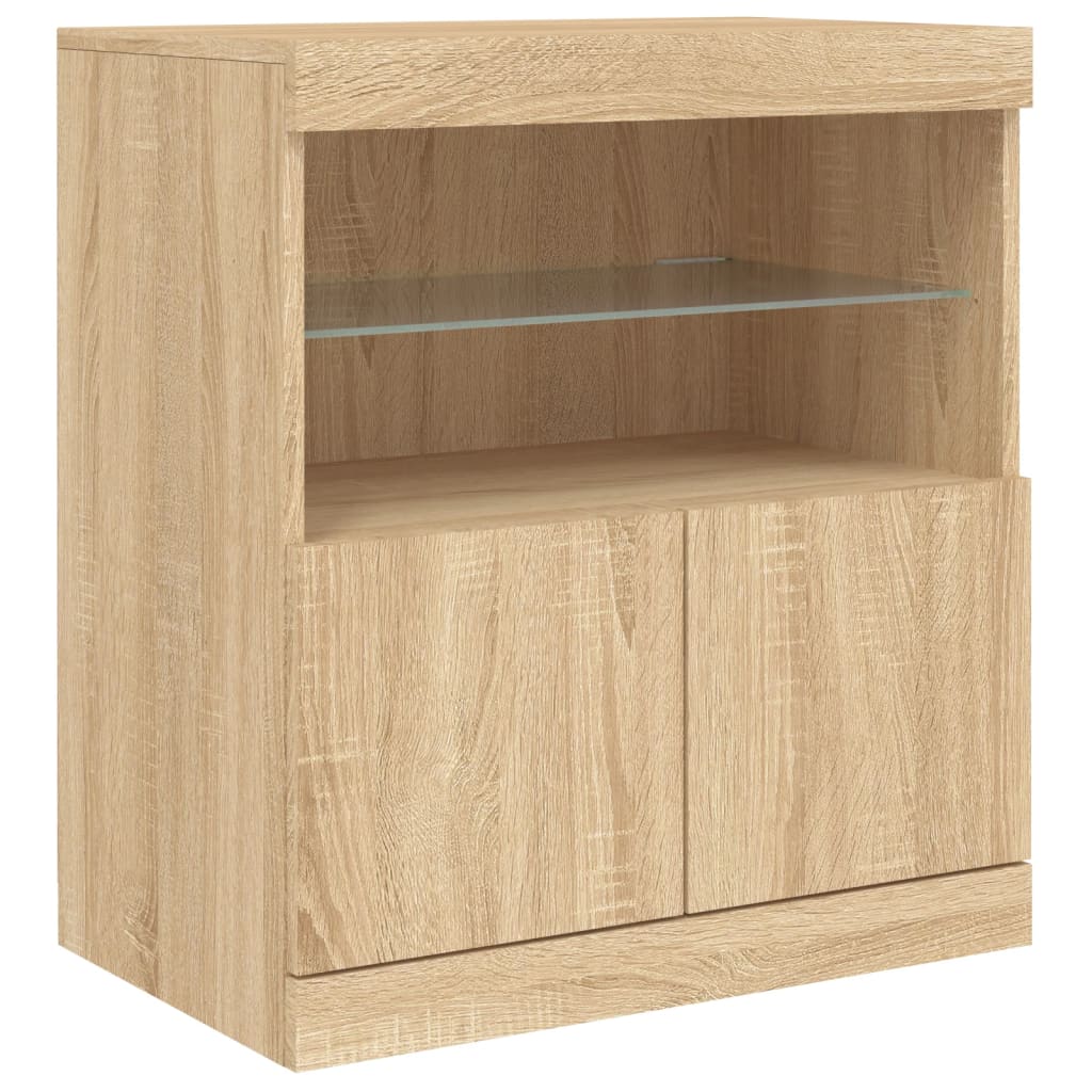Buffet avec lumières LED chêne sonoma 60x37x67 cm - Buffets & bahuts