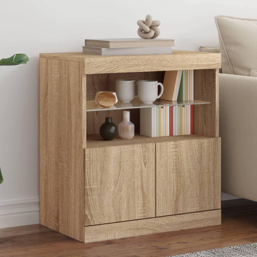 Buffet avec lumières LED chêne sonoma 60x37x67 cm - Buffets & bahuts