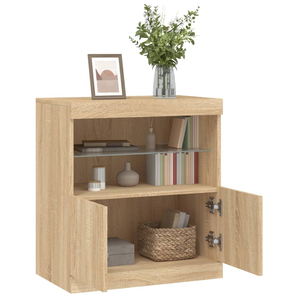 Buffet avec lumières LED chêne sonoma 60x37x67 cm - Buffets & bahuts