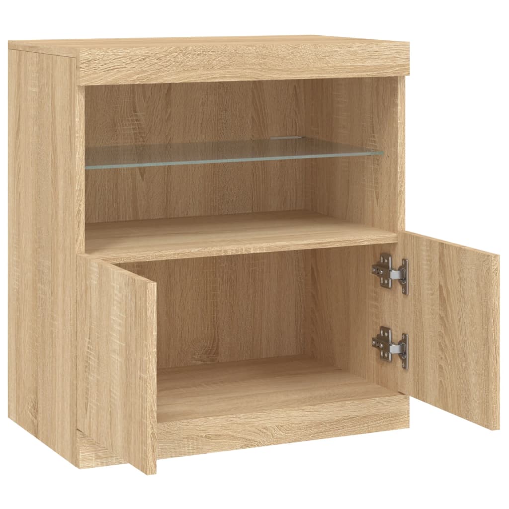 Buffet avec lumières LED chêne sonoma 60x37x67 cm - Buffets & bahuts