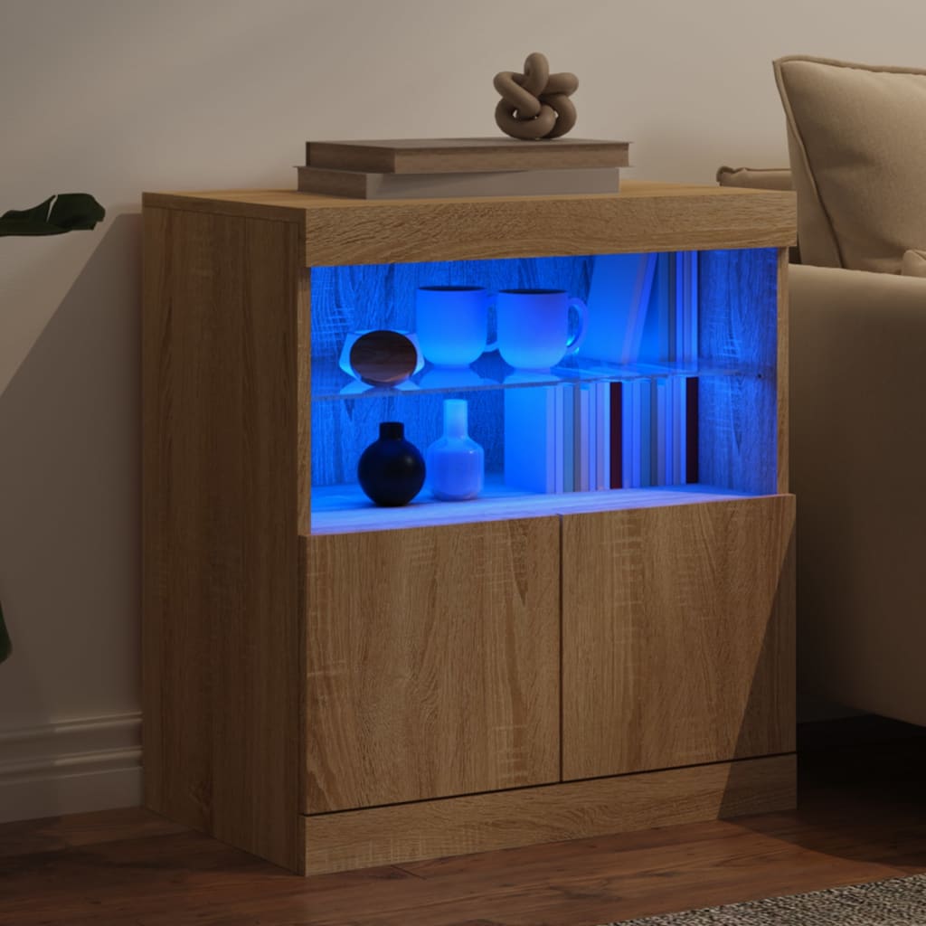 Buffet avec lumières LED chêne sonoma 60x37x67 cm - Buffets & bahuts