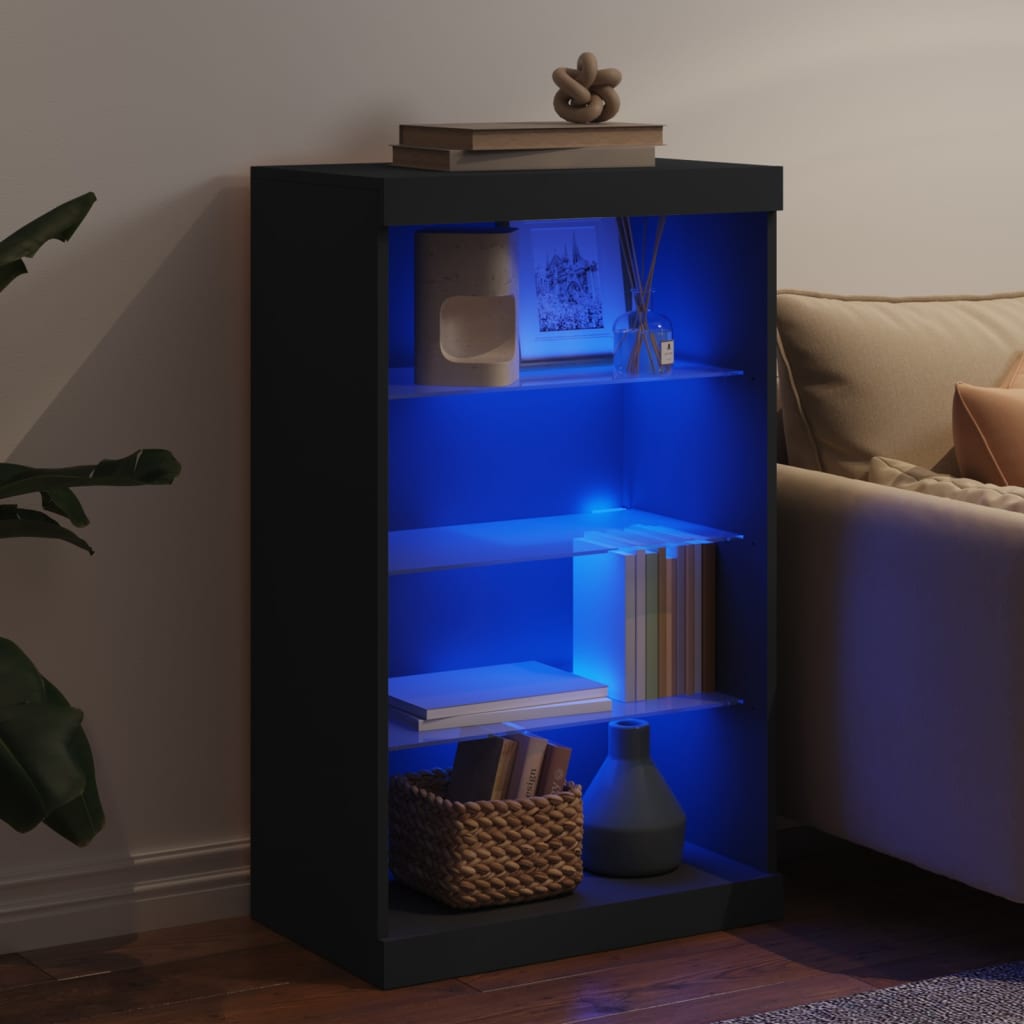 Buffet avec lumières LED noir 60,5x37x100 cm - Buffets & bahuts