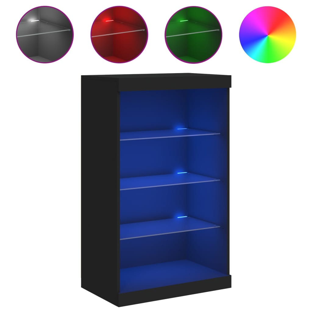 Buffet avec lumières LED noir 60,5x37x100 cm - Buffets & bahuts
