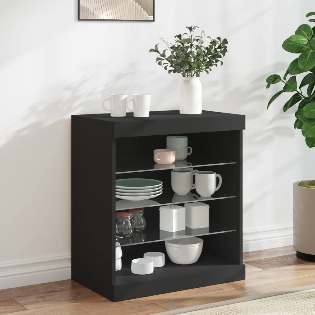 Buffet avec lumières LED noir 60,5x37x67 cm - Buffets & bahuts