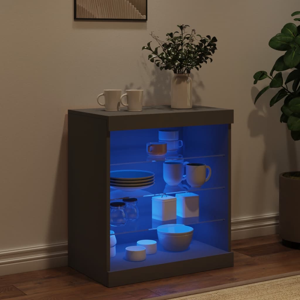 Buffet avec lumières LED noir 60,5x37x67 cm - Buffets & bahuts