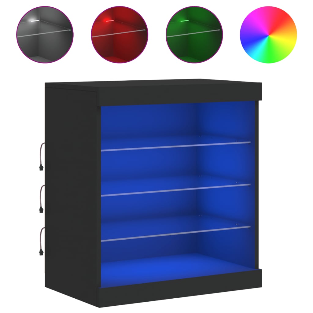 Buffet avec lumières LED noir 60,5x37x67 cm - Buffets & bahuts