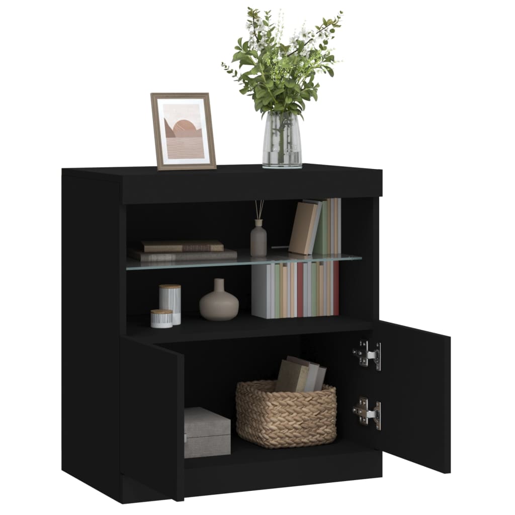 Buffet avec lumières LED noir 60x37x67 cm - Buffets & bahuts