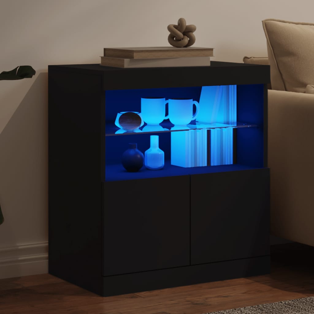 Buffet avec lumières LED noir 60x37x67 cm - Buffets & bahuts