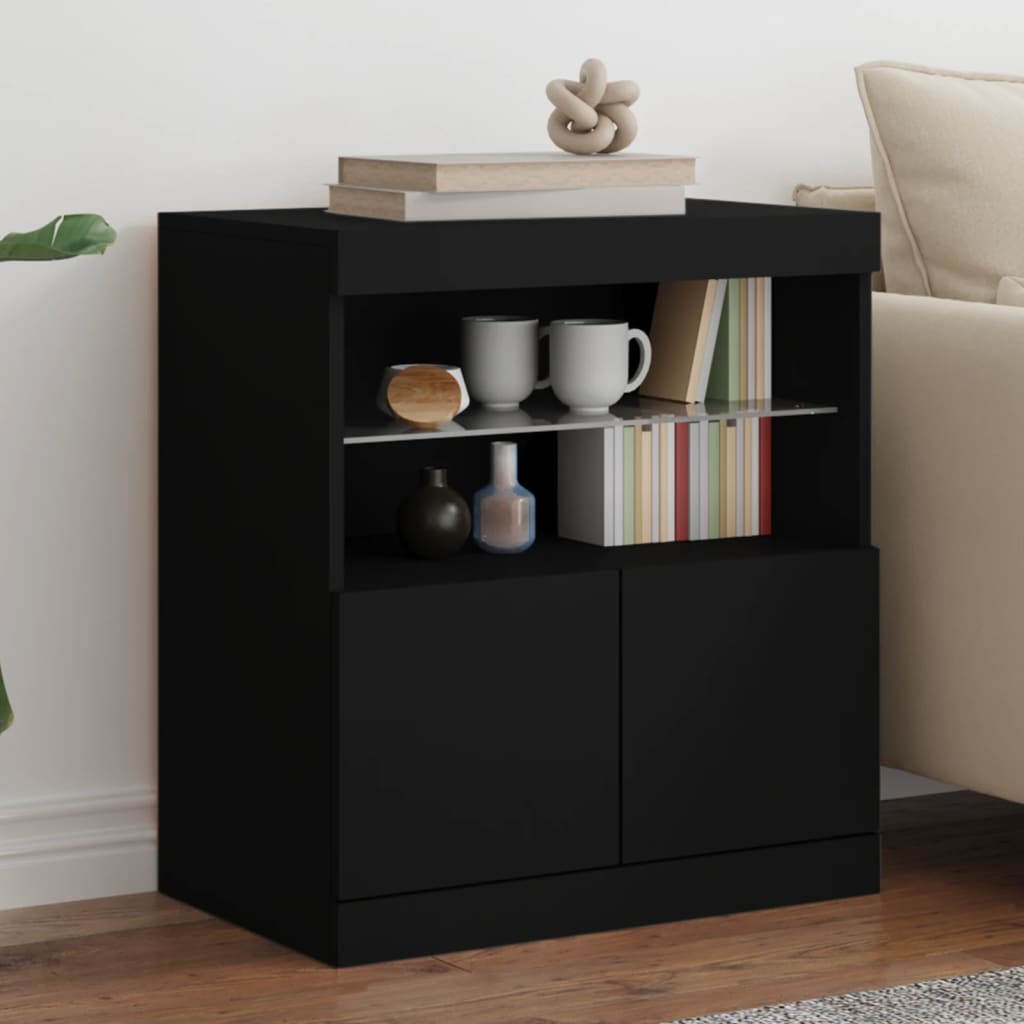 Buffet avec lumières LED noir 60x37x67 cm - Buffets & bahuts