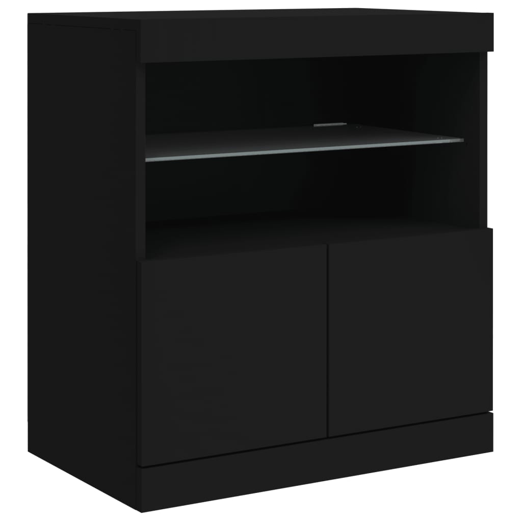 Buffet avec lumières LED noir 60x37x67 cm - Buffets & bahuts