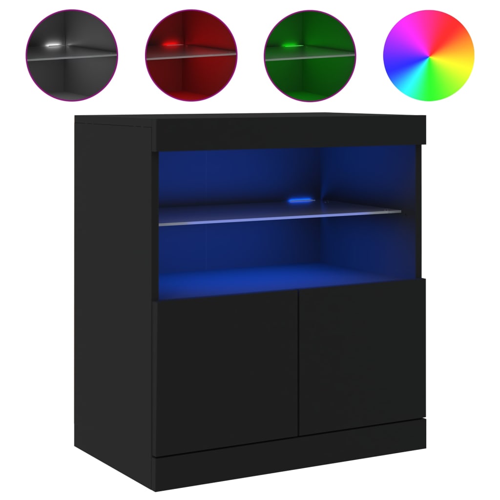 Buffet avec lumières LED noir 60x37x67 cm - Buffets & bahuts