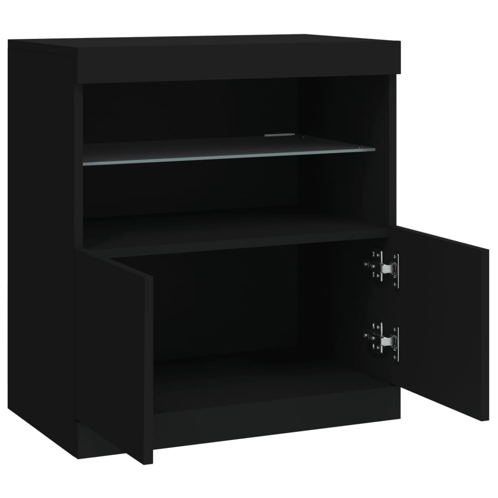 Buffet avec lumières LED noir 60x37x67 cm - Buffets & bahuts
