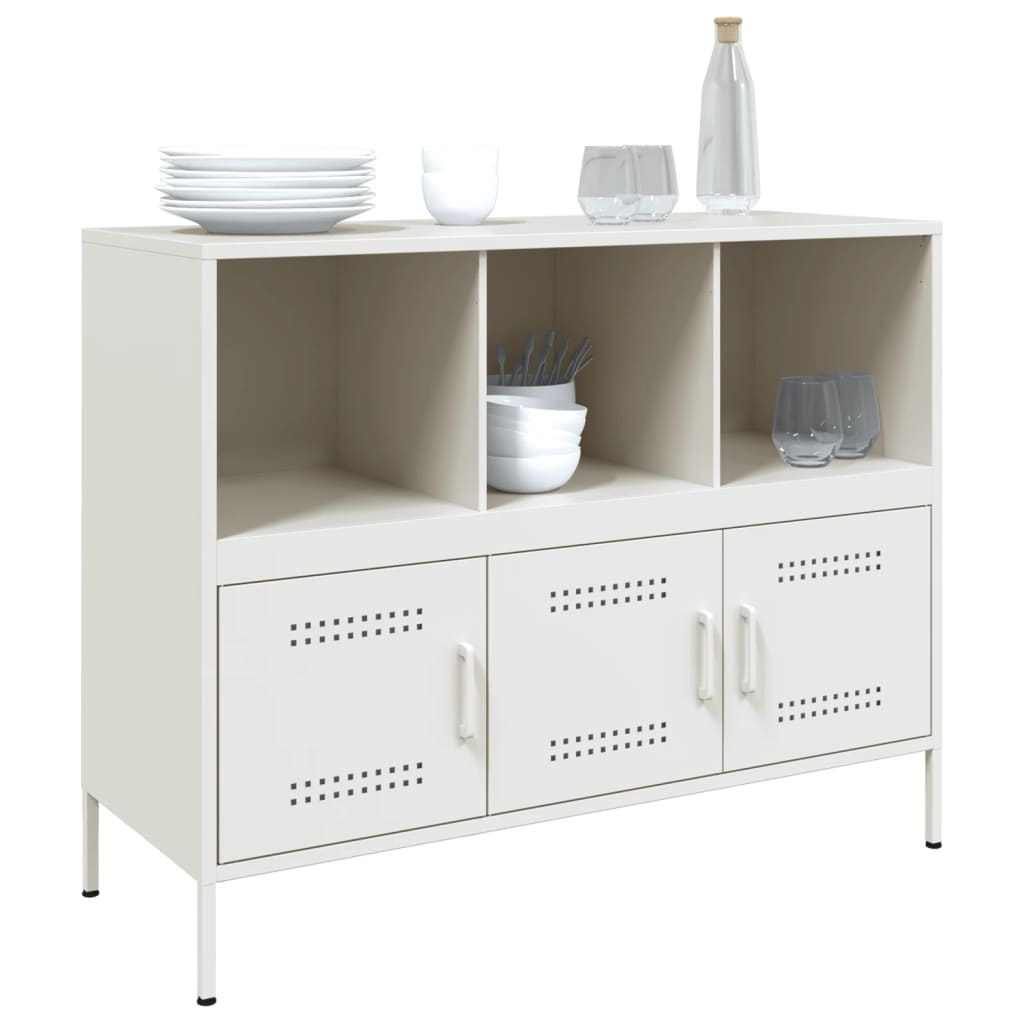 Buffet blanc 100,5x39x79 cm acier - Buffets & bahuts