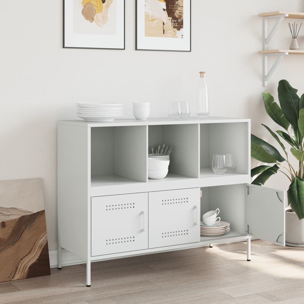 Buffet blanc 100,5x39x79 cm acier - Buffets & bahuts