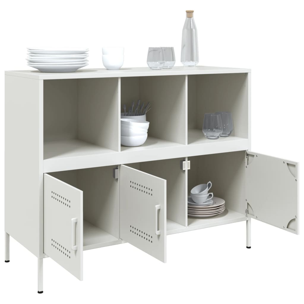 Buffet blanc 100,5x39x79 cm acier - Buffets & bahuts