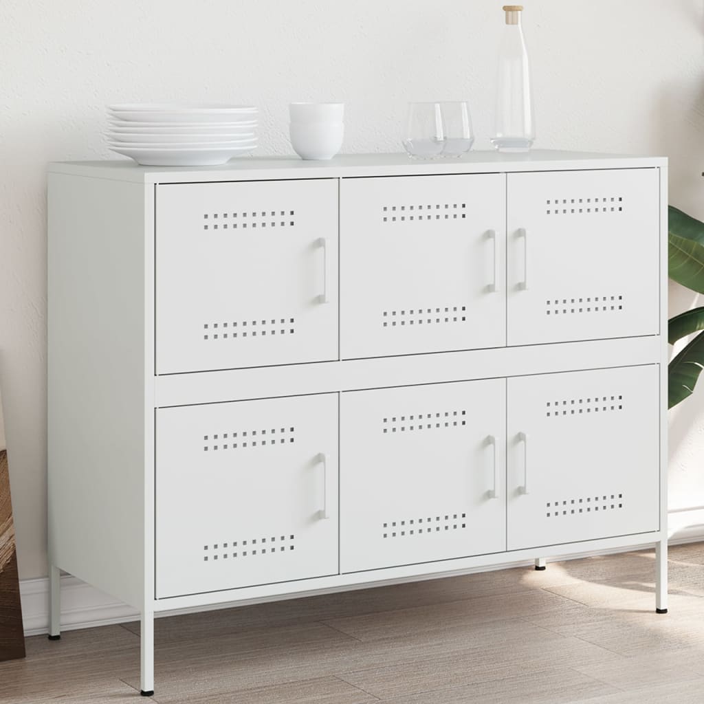 Buffet blanc 100,5x39x79 cm acier - Buffets & bahuts