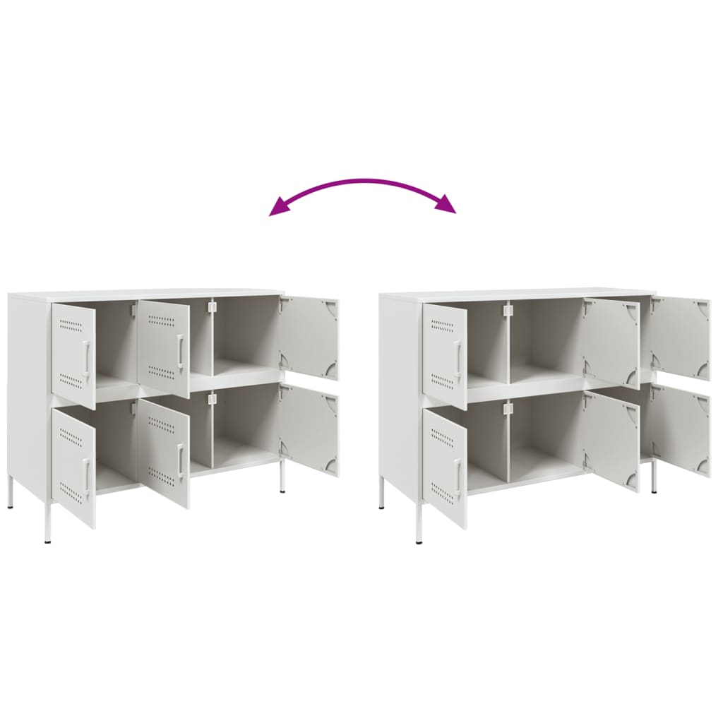 Buffet blanc 100,5x39x79 cm acier - Buffets & bahuts