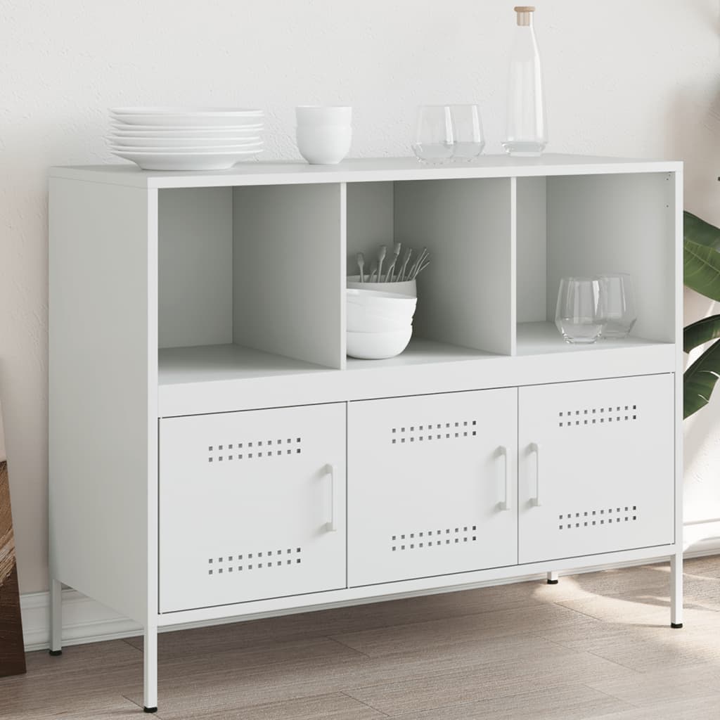 Buffet blanc 100,5x39x79 cm acier - Buffets & bahuts