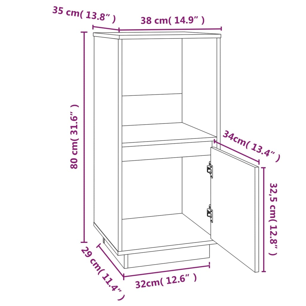 Buffet blanc 38x35x80 cm bois massif de pin - Buffets & bahuts