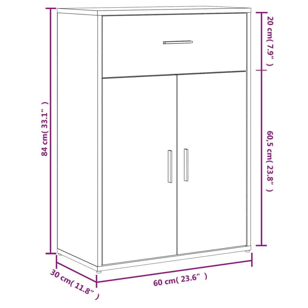 Buffet chêne fumé 60x30x84 cm bois d’ingénierie - Buffets & bahuts