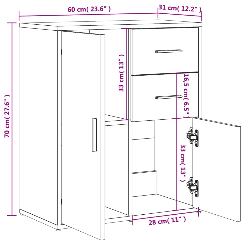 Buffet chêne fumé 60x31x70 cm bois d’ingénierie - Buffets & bahuts