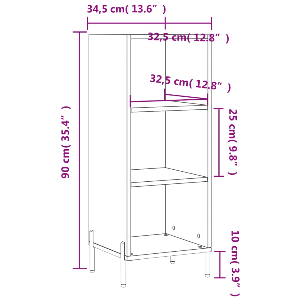 Buffet chêne marron 34,5x32,5x90 cm bois d’ingénierie - Buffets & bahuts