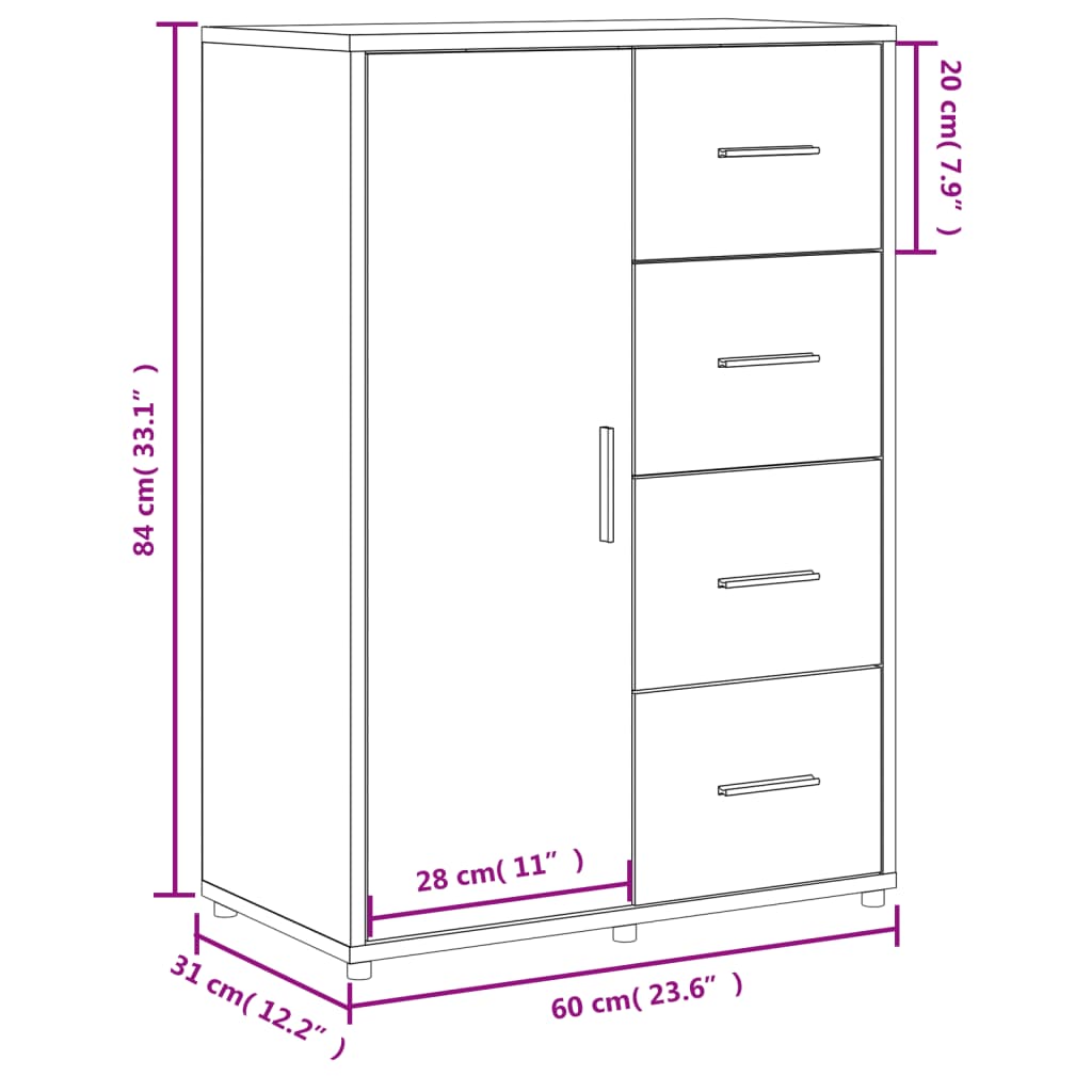 Buffet chêne sonoma 60x31x84 cm bois d’ingénierie - Buffets & bahuts