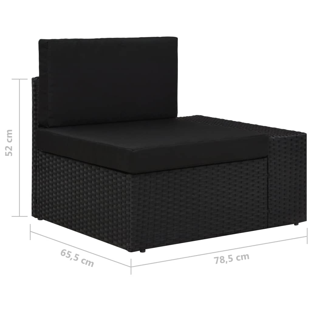 Canapé sectionnel 2 places Résine tressée Noir - Éléments pour canapés modulables de jardin