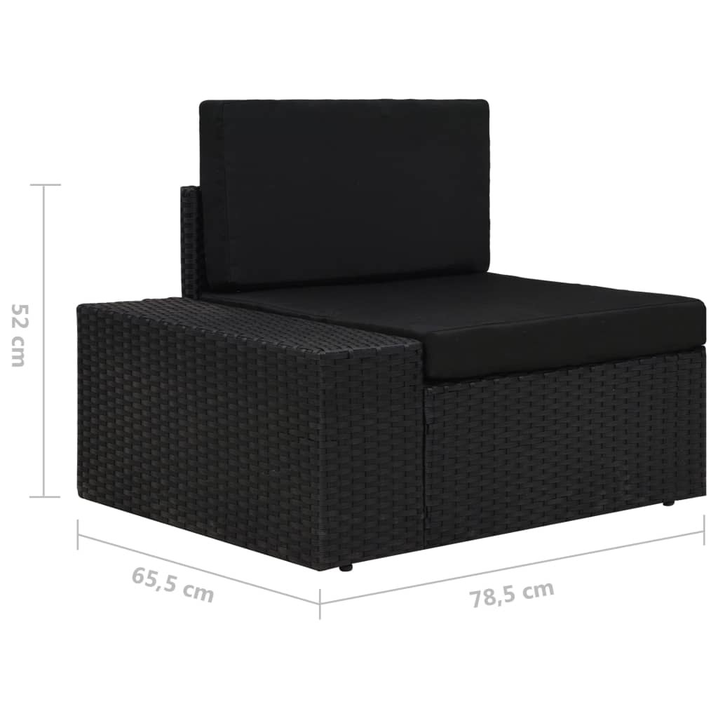 Canapé sectionnel 2 places Résine tressée Noir - Éléments pour canapés modulables de jardin