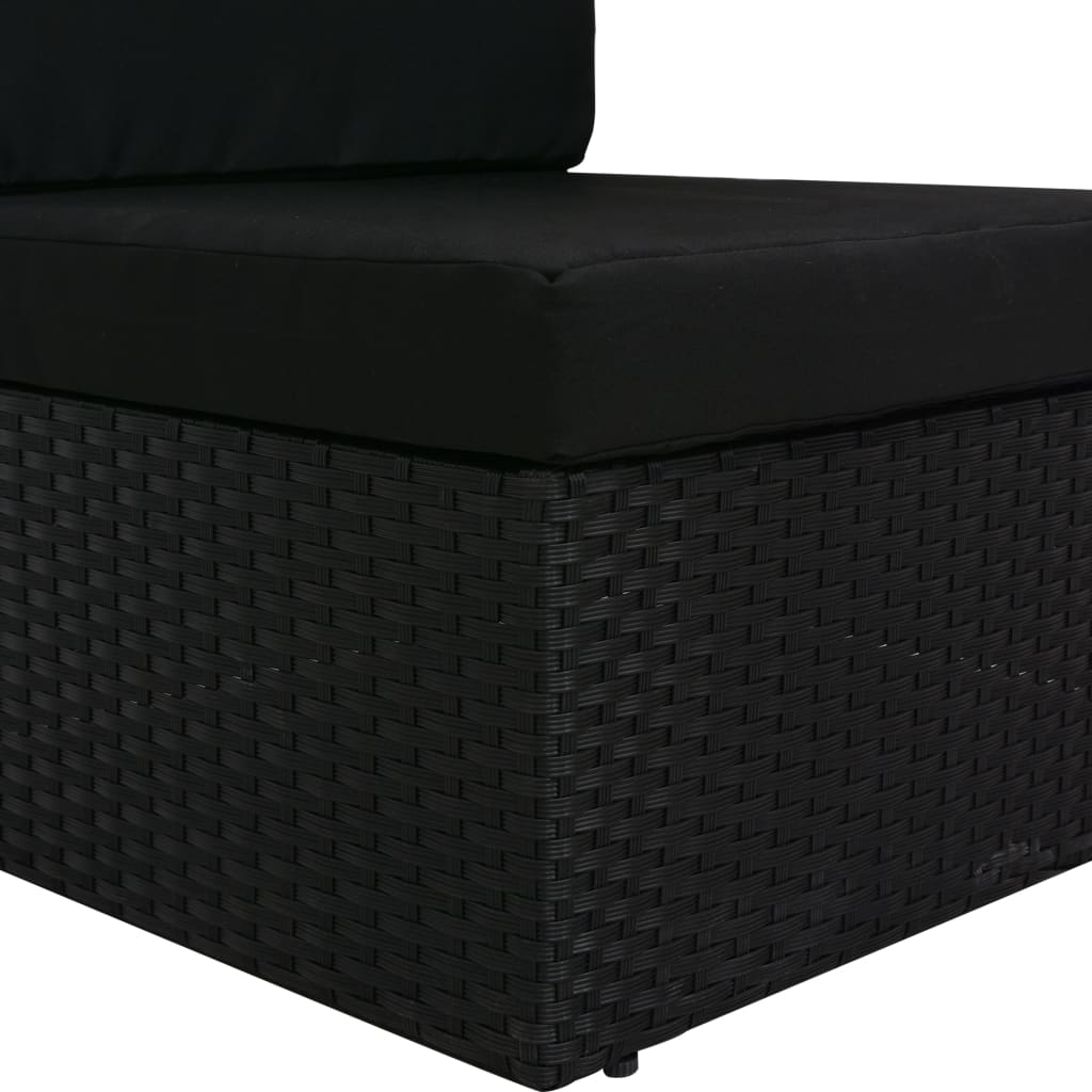 Canapé sectionnel 2 places Résine tressée Noir - Éléments pour canapés modulables de jardin