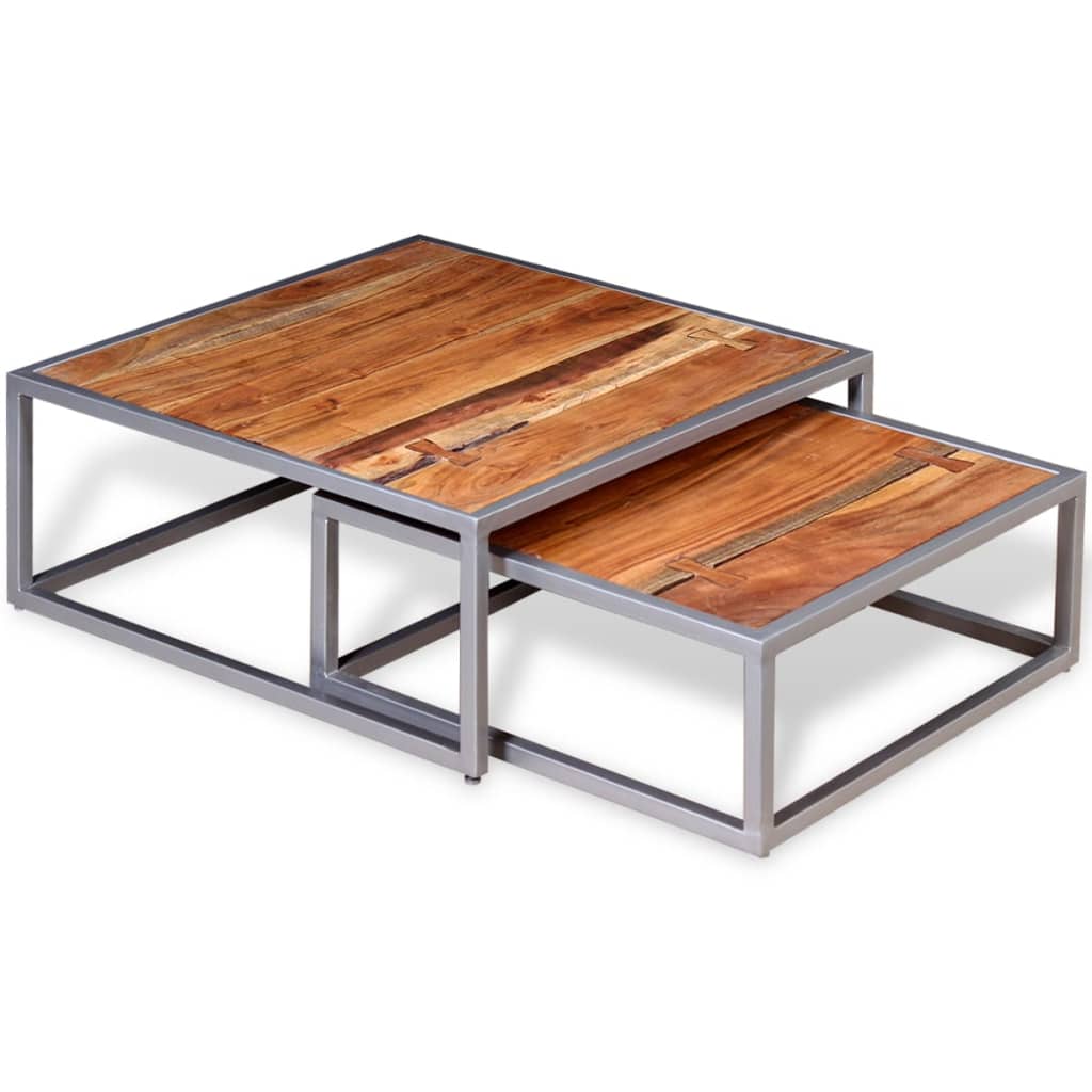 Ensemble de table basse 2 pièces Bois d’acacia massif - Tables basses